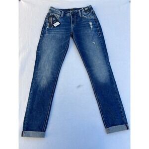 Silver Jeans Co.‎ Girlfriend Mid Rise Skinny Leg W26 L29 Distressed Jeans